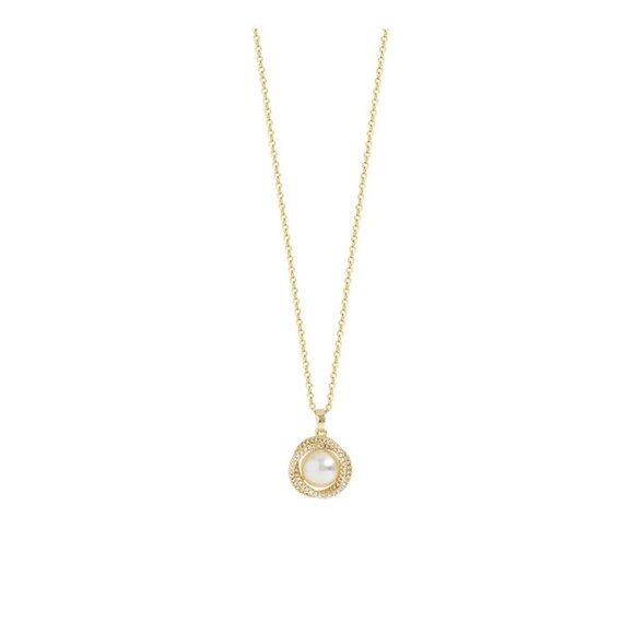 3/$35 Titanium Steel Pearl Necklace Gold Dainty Crystal Zirconia Pendant Jewelry - Picture 4 of 6